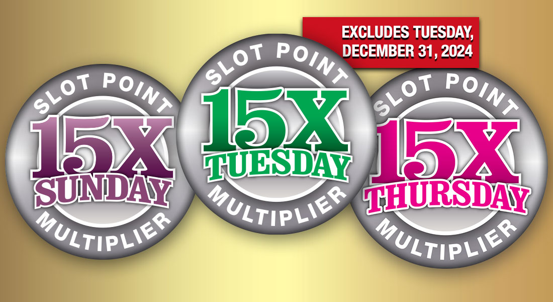 15X SLOT points tuesday cxl 12/31