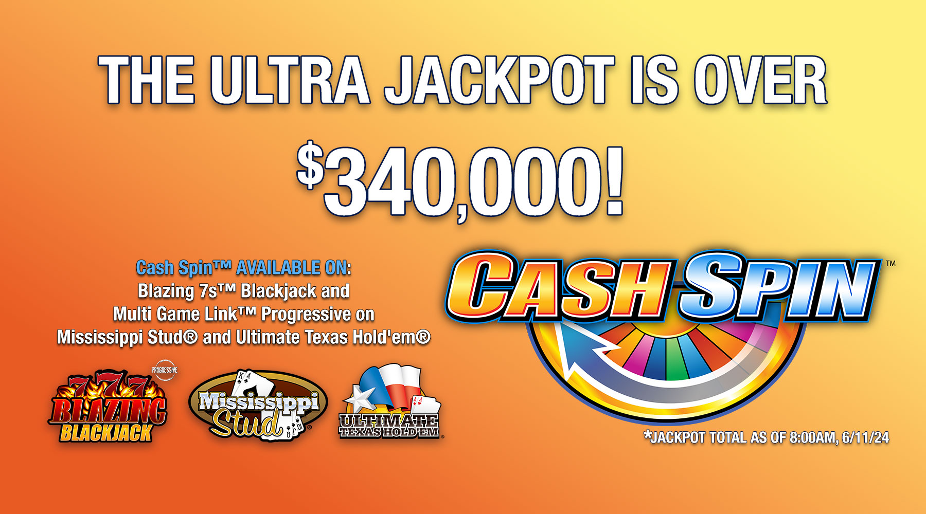 cash spin ultra jackpot at oxford casino hotel $340K