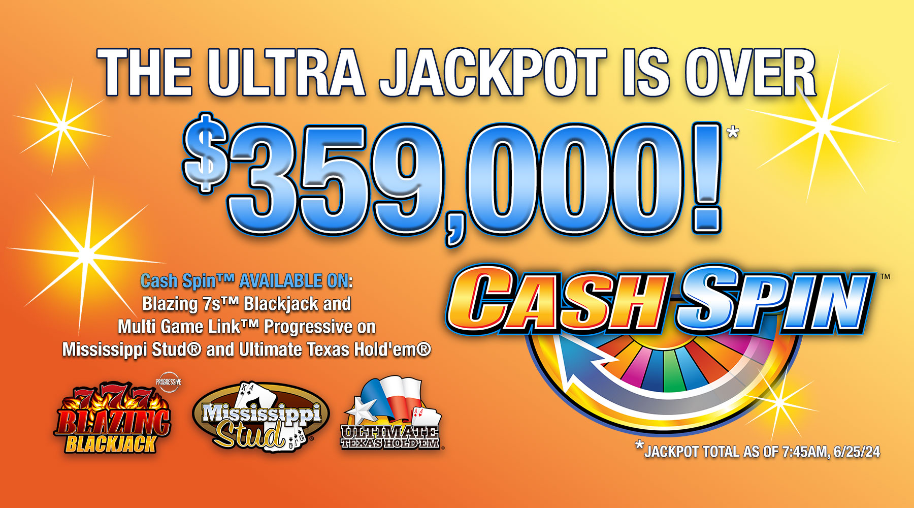 Cash spin ultra jackpot $359,000+ as of 6/25/24!
